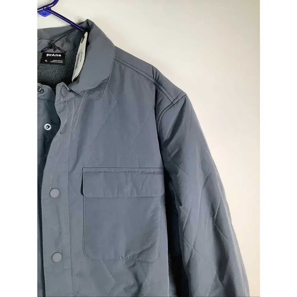 Prana Men's XL Thundercloud Encinitas Sherpa Lined Snap Shacket Gorpcore HR1-11